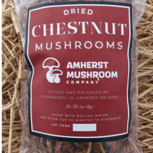 Dried chestnut mushrooms from amherst mushroom company.