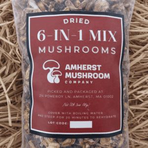 A nice medly of dried mushrooms from amherst mushroom company.