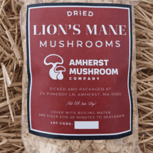 Dried lion's mane mushrooms from amherst mushroom company.